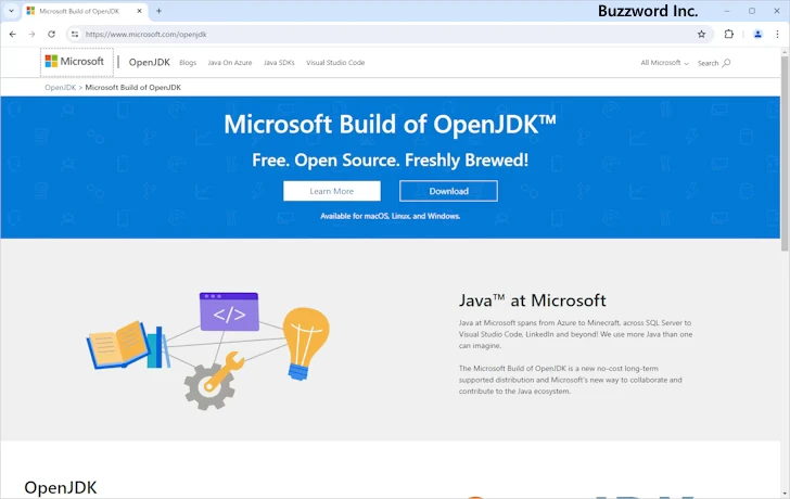 Microsoft Build of OpenJDKのダウンロード(1)